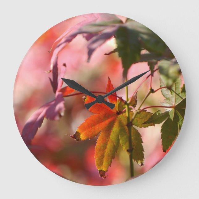 Retro Maple Foliage Large Clock (Front)
