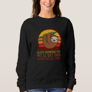 Retro  Marathoner Marathon Runner Sloth Running Te Sweatshirt