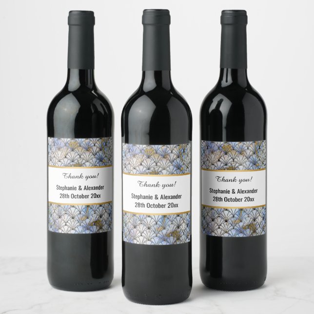RETRO MARBLE PURPLE VINTAGE PATTERN WINE LABEL (Bottles)