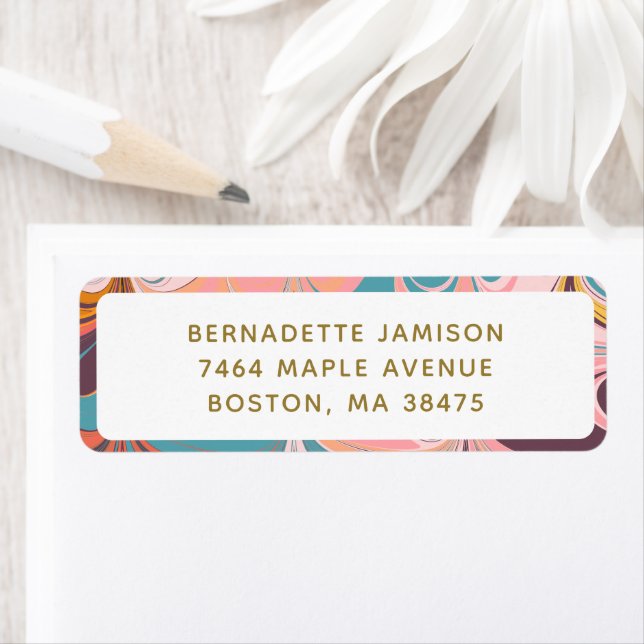 Retro Marble Swirl Personalised Return Address (Insitu)