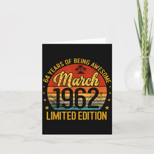 Retro March 1962 Limited Edition 64-Year-Old 64th Card (Front)
