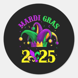 Retro Mardi Gras 2025 Louisiana Parade Costume Wom Classic Round Sticker