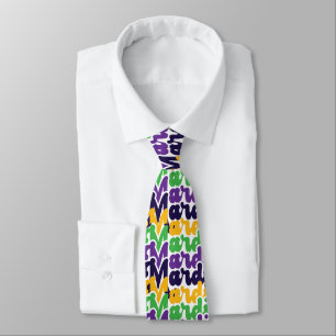 Retro Mardi Gras Colourful Text Typography Trendy  Tie