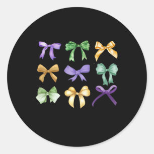 Retro Mardi Gras Coquette Bow Louisiana New Orlean Classic Round Sticker