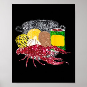 Retro Mardi Gras Crawfish Season Print 