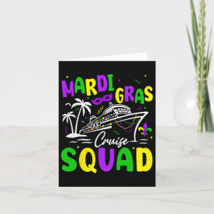 Retro Mardi Gras Cruise Squad Family Matching Crew Card