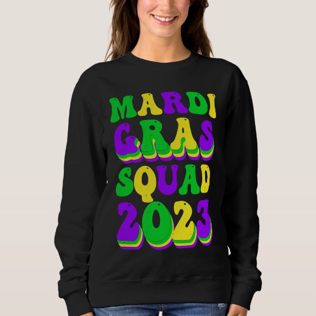 Retro Mardi Gras Squad 2023 Leopard Print Family M Sweatshirt (Front)