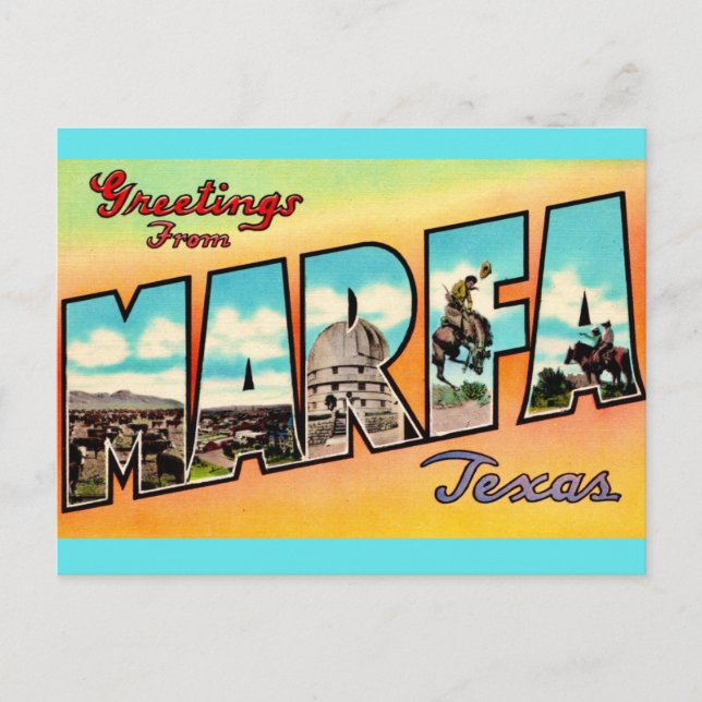 Retro Marfa Texas Greeting Postcard (Front)