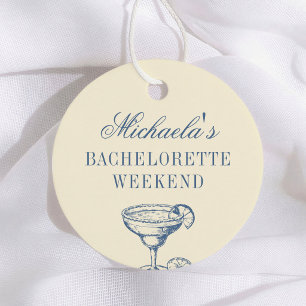 Retro Margarita Preppy Bachelorette Party Favour Tags