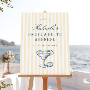 Retro Margarita Preppy Bachelorette Welcome Poster