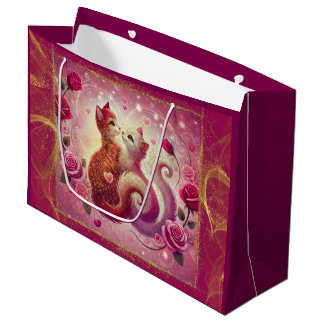 Retro Maroon Cat - Large Gift Bag