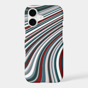 Retro Maroon Red & Teal Blue Abstract Curvy Shapes