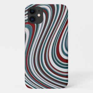 Retro Maroon Red & Teal Blue Abstract Curvy Shapes Case-Mate iPhone Case