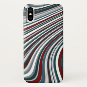 Retro Maroon Red & Teal Blue Abstract Curvy Shapes Case-Mate iPhone Case