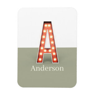 Retro Marquee Letter A Personalised Magnet
