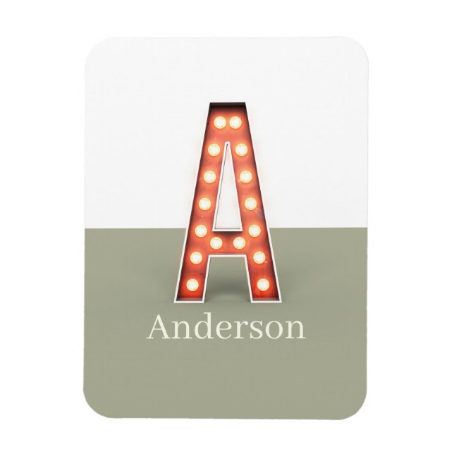 Retro Marquee Letter A Personalised Magnet (Vertical)