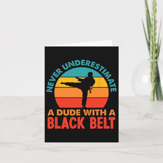 Retro Martial Arts Black Belt Karate  Card (Front)