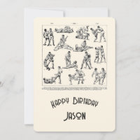 Retro Martial Arts Mens' Happy Birthday Card