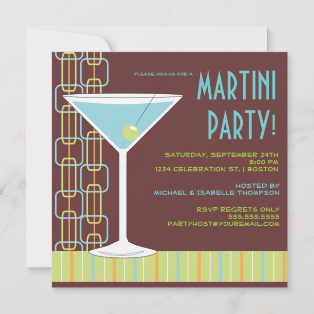 Retro Martini Cocktail Party Invitation (Front)
