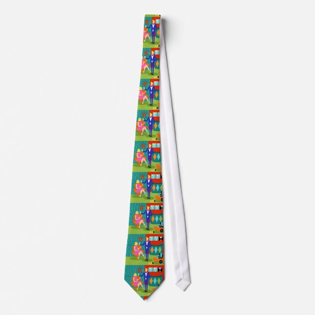 Retro Martini Couple Neck Tie (Front)