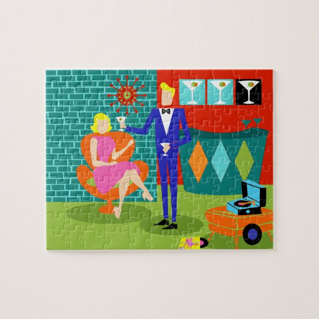 Retro Martini Couple Puzzle (Horizontal)