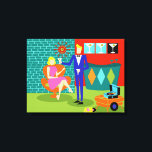 Retro Martini Couple Stretched Canvas Print<br><div class="desc">This Retro Martini Couple Stretched Canvas Print looks like a scene out of a romantic comedy. The setting of this 1960's style, minimalist art design is an elegantly decorated, mid century modern house or apartment. The cast is an attractive couple enjoying an evening filled with sparkling conversation, good music and...</div>