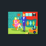 Retro Martini Couple Stretched Canvas Print<br><div class="desc">This Retro Martini Couple Stretched Canvas Print looks like a scene out of a romantic comedy. The setting of this 1960's style, minimalist art design is an elegantly decorated, mid century modern house or apartment. The cast is an attractive couple enjoying an evening filled with sparkling conversation, good music and...</div>