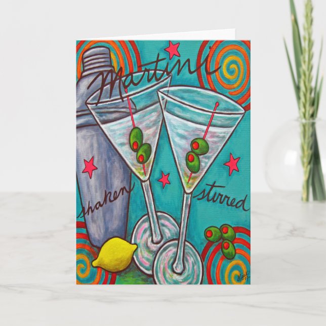 Retro Martini Greeting/Note Card (Front)