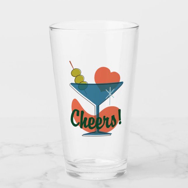 Retro Martini Madness Cheers and Beers Glass (Front)