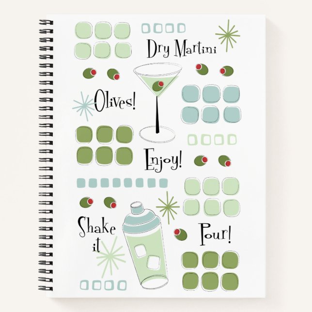 Retro Martini Mid-Century Modern Notebook (Front)