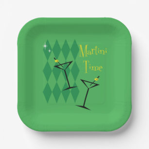 Retro Martini Napkins Paper Plate