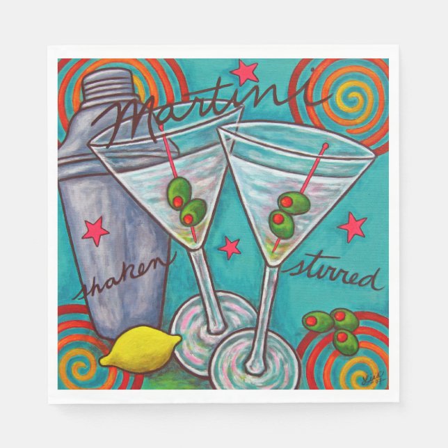 Retro Martini Paper Napkins (Front)