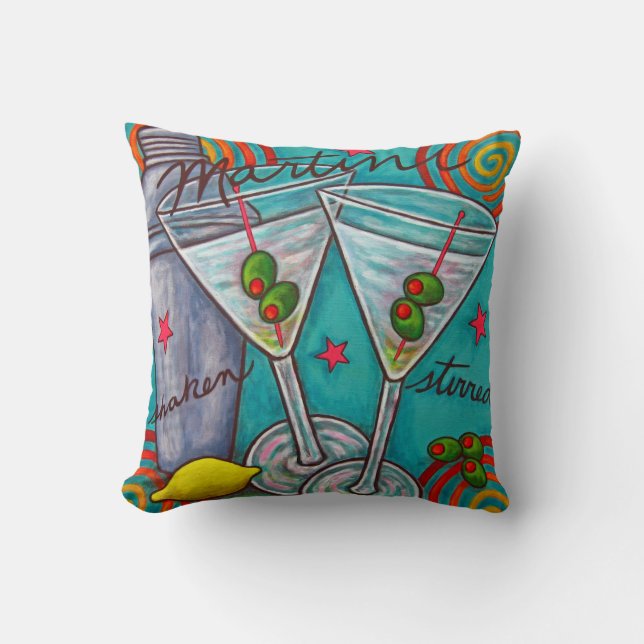 Retro Martini Polyester Throw Pillow 16" x 16" (Front)