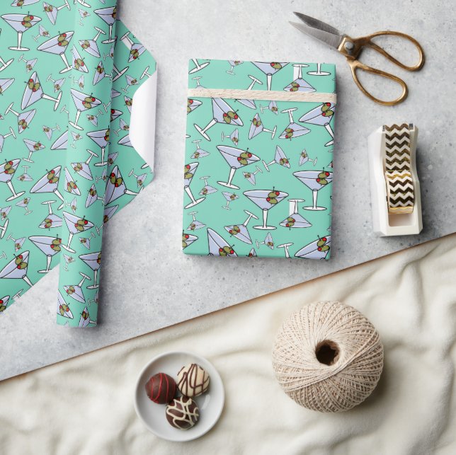 Retro Martini with olives vintage atomic  Wrapping Paper (Crafts)