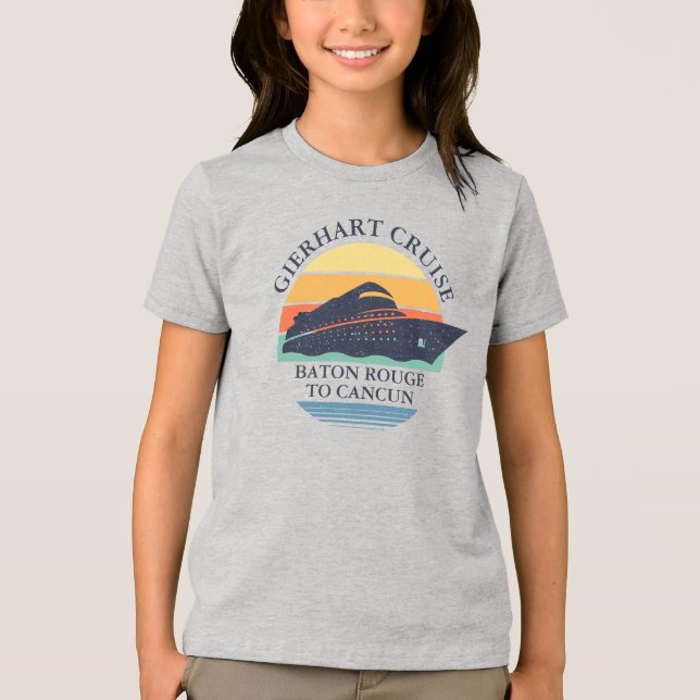 Retro Matching Family Cruise Personalised Vacation Tri-Blend Shirt (Front)