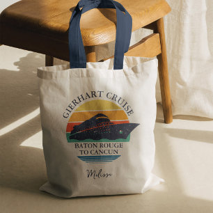 Retro Matching Family Cruise Trip Personalised Tote Bag