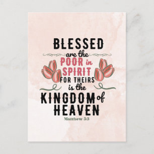 Retro Matthew 5:3 Tulips Watercolor Postcard