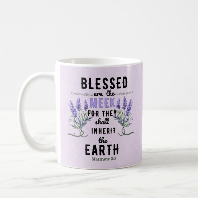 Retro Matthew 5:5 Bible Verse  Coffee Mug (Left)