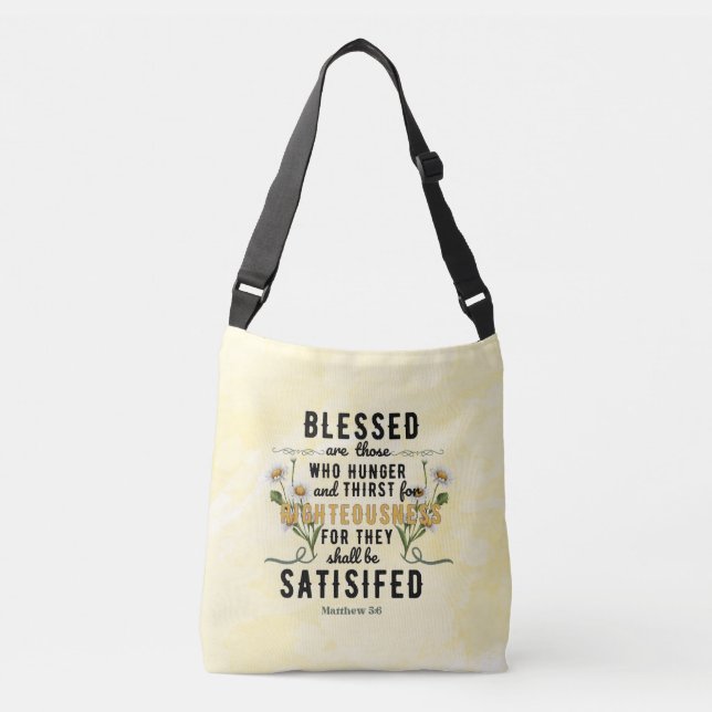 Retro Matthew 5:6 Watercolor Crossbody Bag (Front)