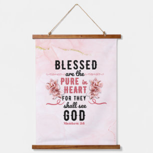 Retro Matthew 5:8 Calla Lillies Hanging Tapestry