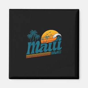Retro Maui Hawaii Hawaiian Island Palm Tree Beach Magnet