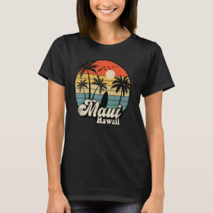 Retro Maui Hawaii Hawaiian Vacation Beach Surfing T-Shirt