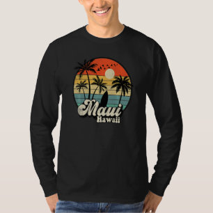 Retro Maui Hawaii Hawaiian Vacation Beach Surfing  T-Shirt
