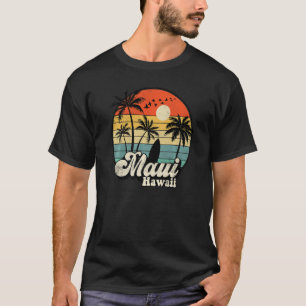 Retro Maui Hawaii Hawaiian Vacation Beach Surfing  T-Shirt