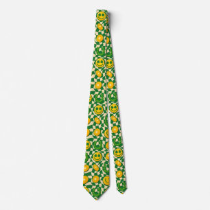 Retro Maximalist Chequerboard St. Patrick's Day Tie