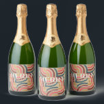 Retro Maximalist Geometric Gold Christmas Sparkling Wine Label<br><div class="desc">This retro,  maximalist,  kitsch,  and modern "Merry Christmas" holiday bottle label features a faux/fake gold background with geometric patterns. Personalise it for your needs. You can find matching products at my store.</div>