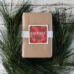 Retro Maximalist Geometric Red Christmas Square Sticker<br><div class="desc">This retro,  maximalist,  kitsch,  and modern "Merry Christmas" Christmas holiday sticker features a red background with geometric patterns. Personalise it for your needs. You can find matching products at my store.</div>