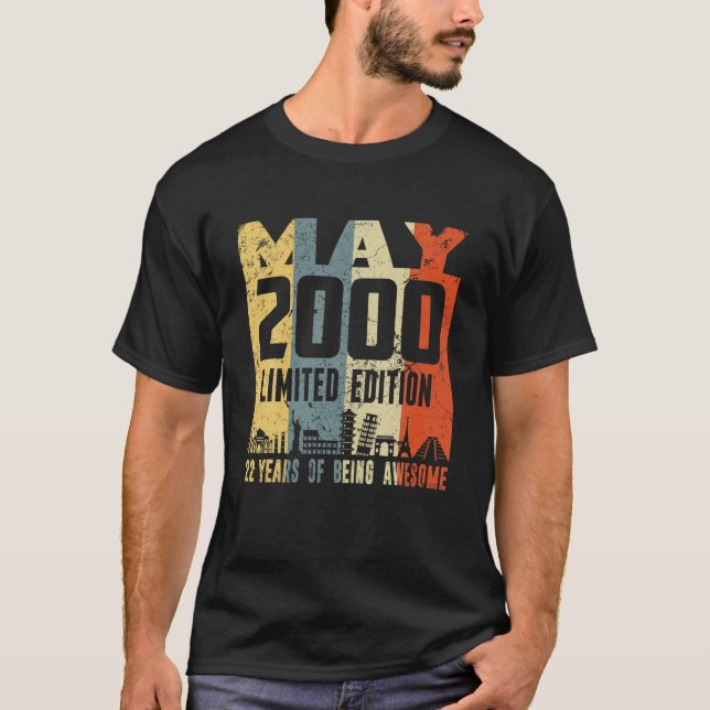 Retro May 2000 Funny 22Nd Birthday T-Shirt (Front)