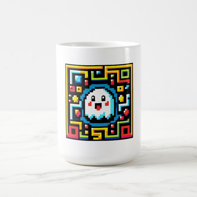 Retro Maze Runner: Pixel Ghost Coffee Mug (Center)
