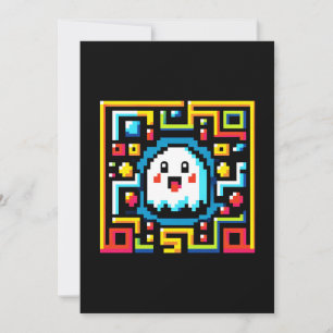 Retro Maze Runner: Pixel Ghost Holiday Card